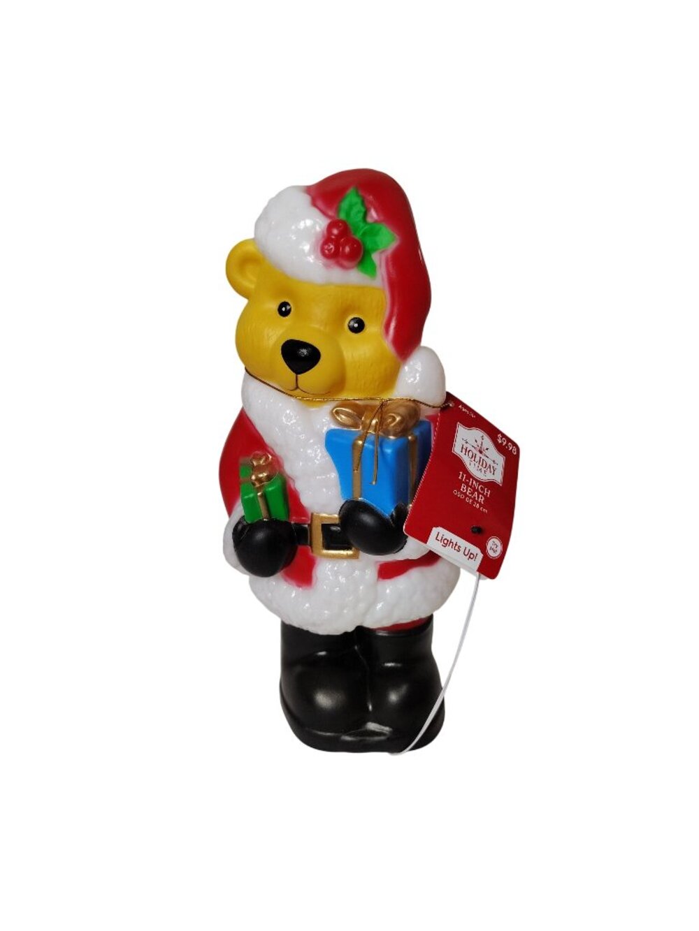 Holiday Time Santa Bear Light-Up Battery Operated Tabletop Christmas Blow Mold
